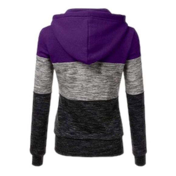 Colorblock Hoodie Hooded Sweatshirt Zip-Up Jersey Fleece Jacket Purple Sz Small - Picture 13 of 14